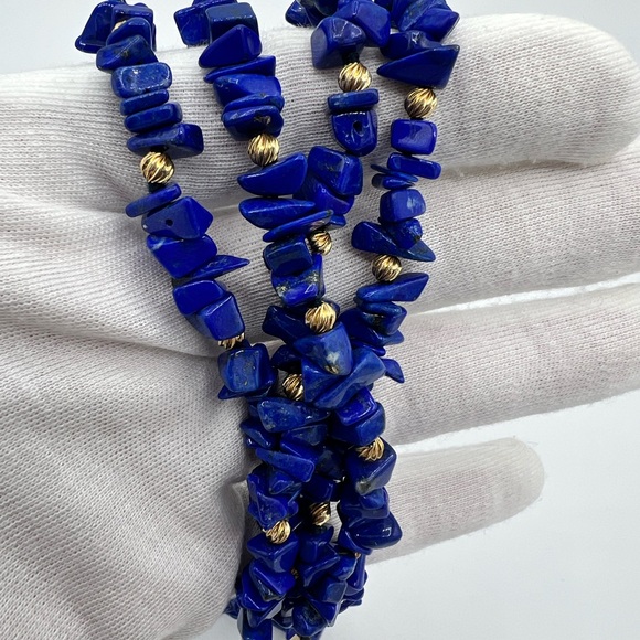 Jewelry - Lapis Lazuli 14K Gold Necklace. 32” length.